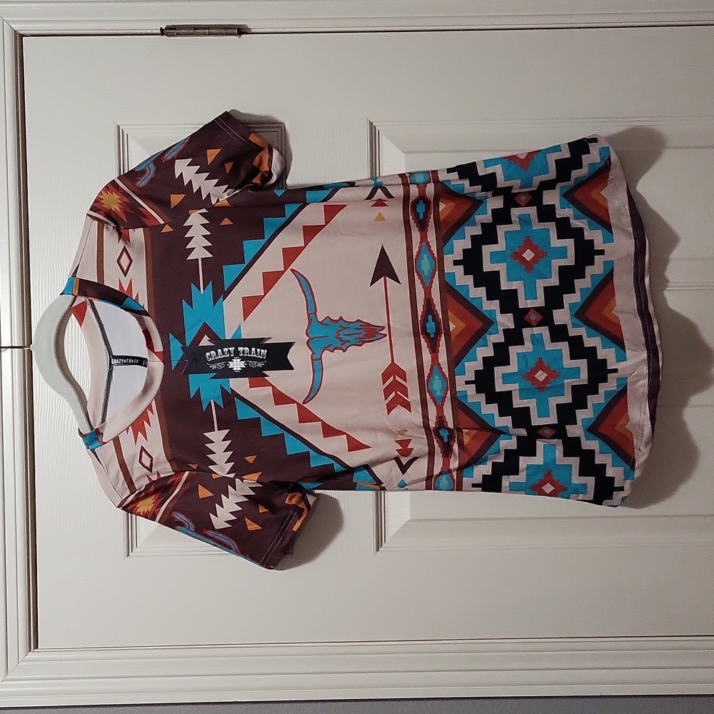 Crazy Train Aztec top, Medium